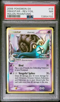 Pokemon Card Omastar 13/110 Reverse Holo EX Holon Phantoms PSA 7 NM - Image 1