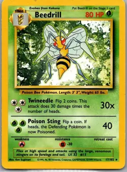 POKEMON BASE SET CARD 17/102 Beedrill - Image 1