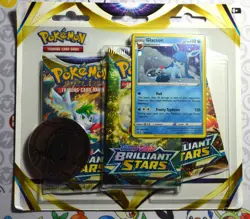 Pokemon TCG SWSH BRILLIANT STARS 3 Pack Blister Booster GLACEON Promo New Sealed - Image 1