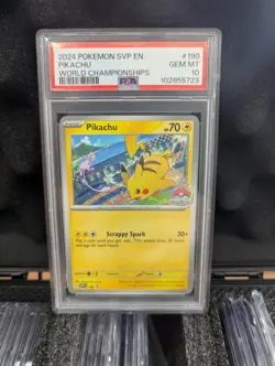 2024 Pokemon SVP-EN World Championships #190 Pikachu PSA Gem Mint 10 - Image 1