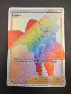 Lance 206/195 Ultra Rare Rainbow Full Art Trainer Pokemon SWSH Silver Tempest - Image 1