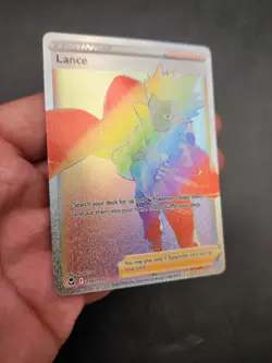 Lance 206/195 Ultra Rare Rainbow Full Art Trainer Pokemon SWSH Silver Tempest - Image 3