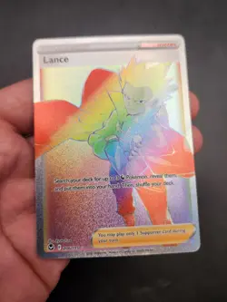 Lance 206/195 Ultra Rare Rainbow Full Art Trainer Pokemon SWSH Silver Tempest - Image 5