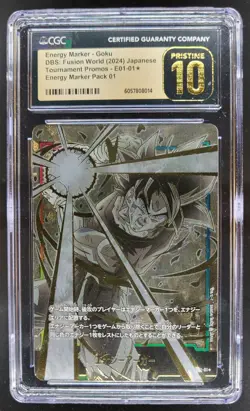 2024 DRAGON BALL SUPER FUSION WORLD ENERGY MARKER GOKU E01-01 CGC 10 RC7 - Image 1