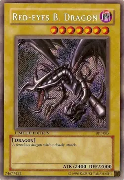 Yu-Gi-Oh! Red-Eyes B. Dragon BPT-005 Secret Rare Heavy Played Damaged Black - Image 1