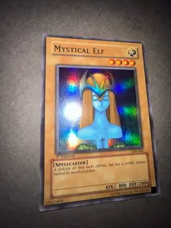 Yugioh American English WAVY PRINT 1st Edition LOB-062 Mystical Elf - Image 3