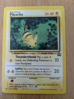 Pikachu “Bumble Bee” Black Star WOTC Promo Pokemon Card #27 LP Own History! - Image 3