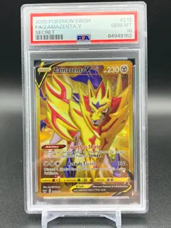 Pokemon Card PSA 10 Gem Mint Zamazenta V Sword & Shield 2020 Holo 212/202 - Image 1