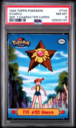 1999 TOPPS POKEMON SER 1 CHARACTER CARDS #TV5 STARYU PSA 8 - Image 1