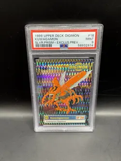 PSA 9 Kuwagamon Silver Prizm Exclusive Preview Digimon 1999 Upper Deck Card #18 - Image 1