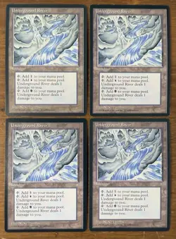 Vintage 1995 MTG - Magic the Gathering UNDERGROUND RIVER X4 Ice Age NM NP Land - Image 1