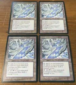 Vintage 1995 MTG - Magic the Gathering UNDERGROUND RIVER X4 Ice Age NM NP Land - Image 2
