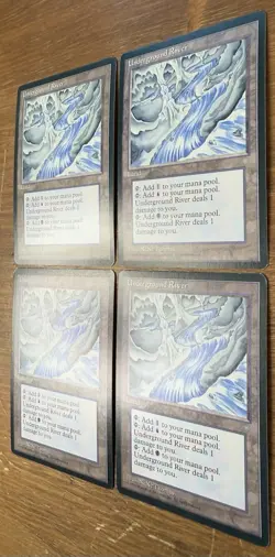 Vintage 1995 MTG - Magic the Gathering UNDERGROUND RIVER X4 Ice Age NM NP Land - Image 3