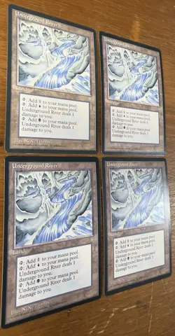 Vintage 1995 MTG - Magic the Gathering UNDERGROUND RIVER X4 Ice Age NM NP Land - Image 4