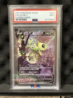 PSA 9 2021 Pokemon Celebi V 245/264 ALT ART SWSH Fusion Strike MINT - Image 1