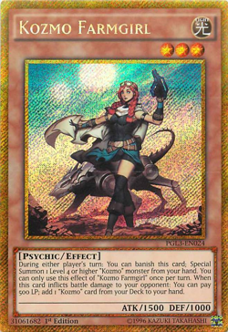 Kozmo Farmgirl PGL3-EN024 - Gold Secret Rare - Near Mint 1st Edition YuGiOh! TCG - Image 1