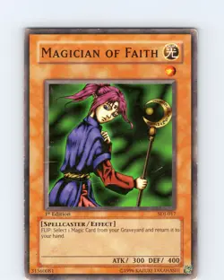 Yu-Gi-Oh TCG Magician Of Faith SDJ-017 1st Edition Common Card Played MP-LP - Image 1