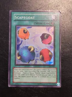 Yu-Gi-Oh! SUPER RARE HOLO CARD SCAPEGOAT SDJ-041 LP/MP - Image 1