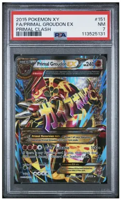 PSA 7 2015 Primal Groudon EX Primal Clash XY Full Art (Omega) #151/160 Pokemon - Image 1
