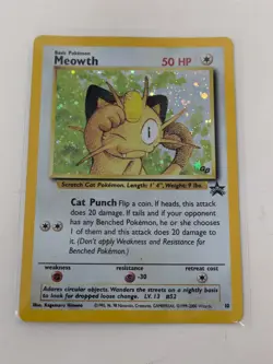 Meowth 10 Holo WOTC Black Star Promo Pokemon Card CREASED - Image 1