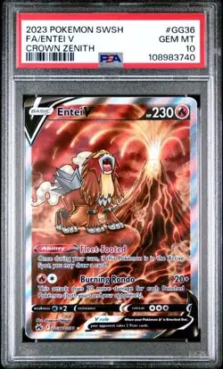 PSA 10 Entei V GG36/GG70 Crown Zenith Galarian Gallery Pokemon Card TCG - Image 1