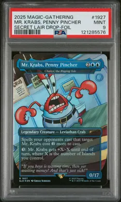 2025 Magic The Gathering SpongeBob Secret Lair Mr. Krabs, Penny Pincher PSA 9 - Image 1