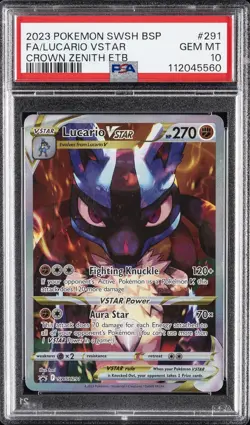 2023 POKEMON SWSH BLACK STAR PROMO #291 FULL ART/LUCARIO VSTAR PSA 10 - Image 1