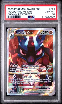 2023 POKEMON SWSH BLACK STAR PROMO #291 FULL ART/LUCARIO VSTAR PSA 10 - Image 1