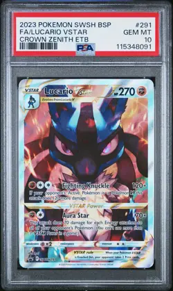 2023 POKEMON SWSH BLACK STAR PROMO #291 FULL ART/LUCARIO VSTAR PSA 10 - Image 1