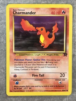 Charmander 50/82 Pokemon TCG Team Rocket Vintage WOTC Card Regular (Light Play)2 - Image 1