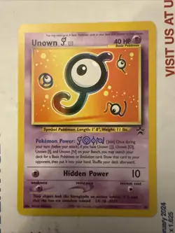 Unown J 38 Black Star Promo Pokemon Card Vintage WOTC Pokemon - Image 1