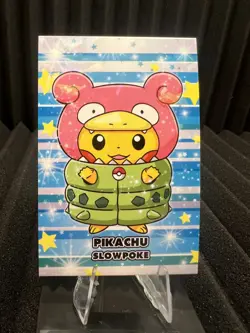 Pikachu Slowpoke Poncho- Cracked Ice Holo - Christmas Card Database - Pokemon NM - Image 1