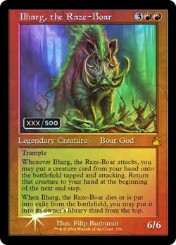 MTG ILHARG, THE RAZE-BOAR RETRO FRAME FOIL Ravnica Remastered NM - Image 1