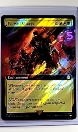 2024 MTG Magic The Gathering PIP Fallout Extended Art Surge Foil Fervent Charge - Image 1