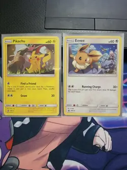 PROMO HOLO Pikachu + Eevee SM234 SM235 Pokemon Black Star Holographic Rare - LP - Image 2