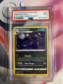 Umbreon SWSH129 Black Star Promo - PSA 9 - Holo Pokemon TCG - Image 1