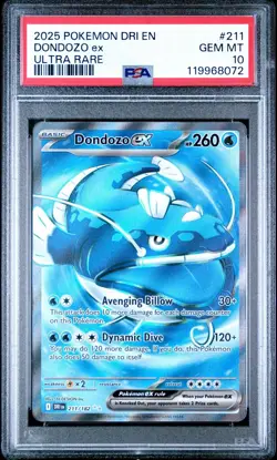 PSA 10 GEM MT Dondozo Ex #211, 2025 Pokemon Destined Rivals, DRI EN - Image 1