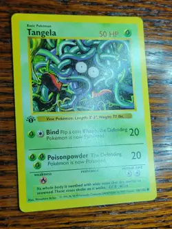 1st Edition Shadowless Tangela 66/102 Pokemon Base Set Card | LP - Image 2