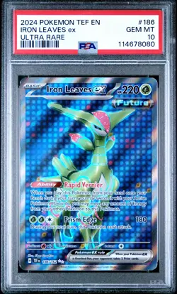 2024 POKEMON TEF EN-TEMPORAL FORCES ULTRA RARE #186 IRON LEAVES EX PSA 10 - Image 1