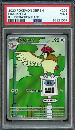 PSA 9 MINT Pidgeotto Illustration Rare 208/197 OBF EN 2023 Pokemon TCG - Image 1