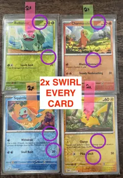 4x DOUBLE SWIRLS SET - Costco 151 Promo Cards Cosmo Reverse Holo Card - Pokemon - Image 1