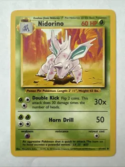 Pokemon TCG Nidorino Base Set 37/102 Regular 1999-2000 Wizards - Image 1