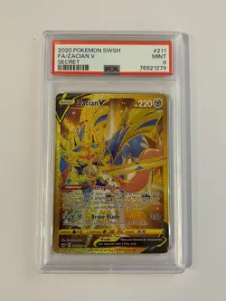 Pokemon TCG - Zacian V 211/202 Sword & Shield Secret Rare Gold PSA 9 MINT - Image 1