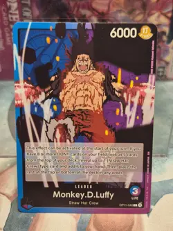 Monkey D Luffy OP11-040 NM A Fist of Divine Speed One Piece Leader Card CCG - Image 1