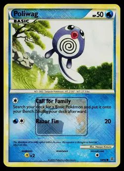 Pokemon Card - Poliwag Crosshatch Unleashed League Promo 58/95 Reverse Holo - Image 1
