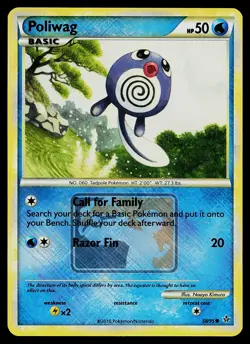 Pokemon Card - Poliwag Crosshatch Unleashed League Promo 58/95 Reverse Holo - Image 1