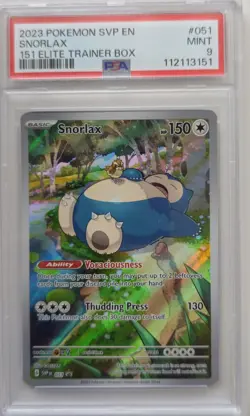 💥PSA 9 Snorlax ETB SVP 051 Black Star Pokemon Card TCG 151 English - Image 1