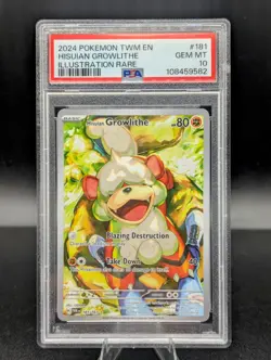 2024 POKEMON TWILIGHT MASQUERADE ILLUSTRATION RARE #181 HISUIAN GROWLITHE PSA 10 - Image 1