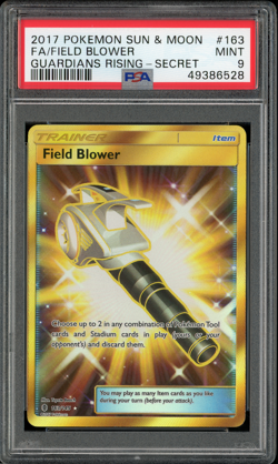 2017 Pokemon Sun & Moon Guardians Rising Secret Rare Field Blower #163 PSA 9 MIN - Image 1