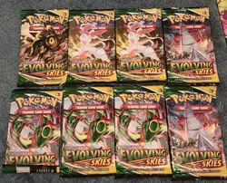 Pokemon Evolving Skies 8 Sealed Booster Packs Umbreon Sylveon Rayquaza 820650808777 - Image 1